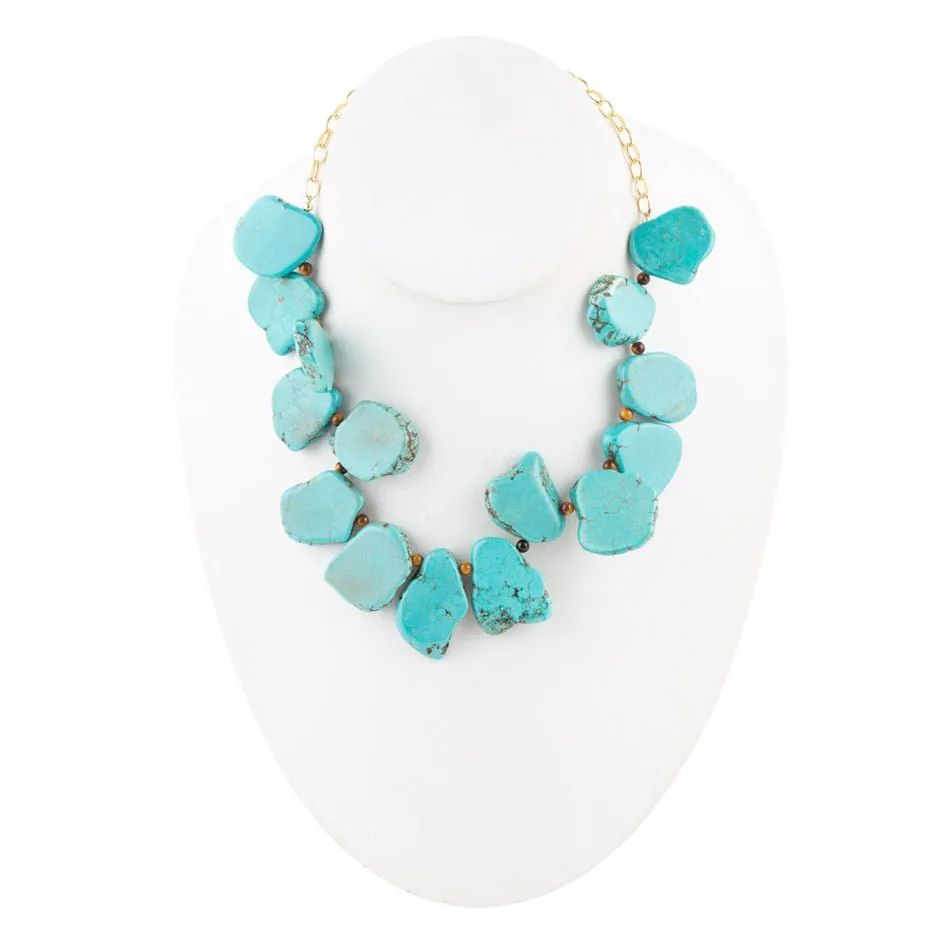 Turquoise Magnesite Slab Golden Necklace sold by Barse product image thumbnail 3