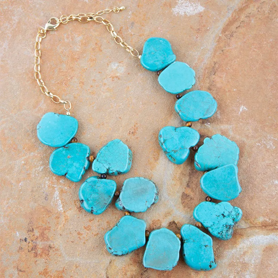 Turquoise Magnesite Slab Golden Necklace sold by Barse product image thumbnail 2