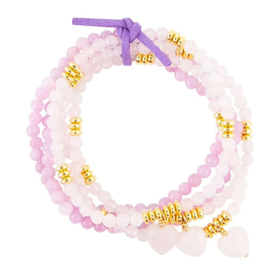 Lilac Jade Heart Charm Bracelet Set sold by Barse