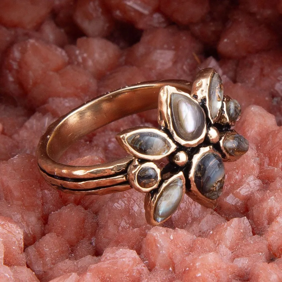 Floral Blue Abalone Golden Bronze Ring sold by Barse product image thumbnail 2