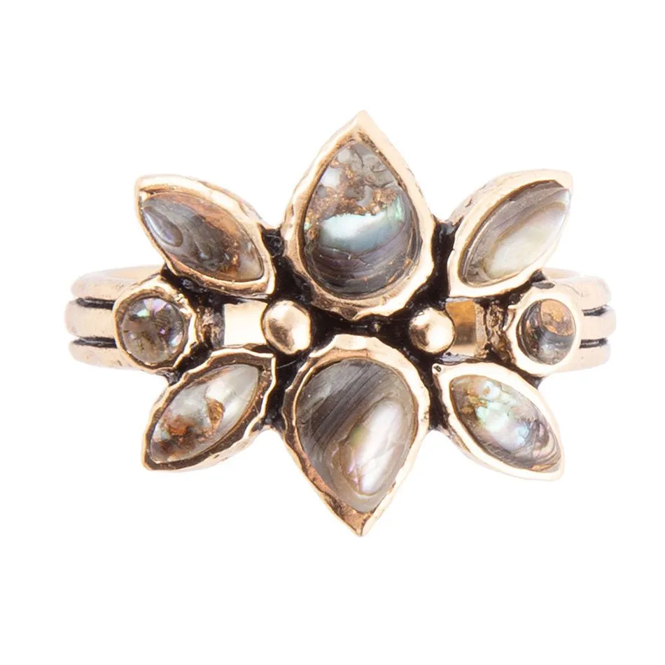 Floral Blue Abalone Golden Bronze Ring sold by Barse product image thumbnail 3