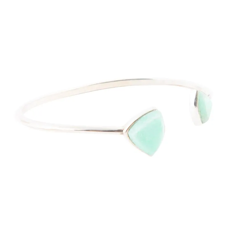 Green Chrysophase Open Sterling Silver Cuff Bracelet sold by Barse