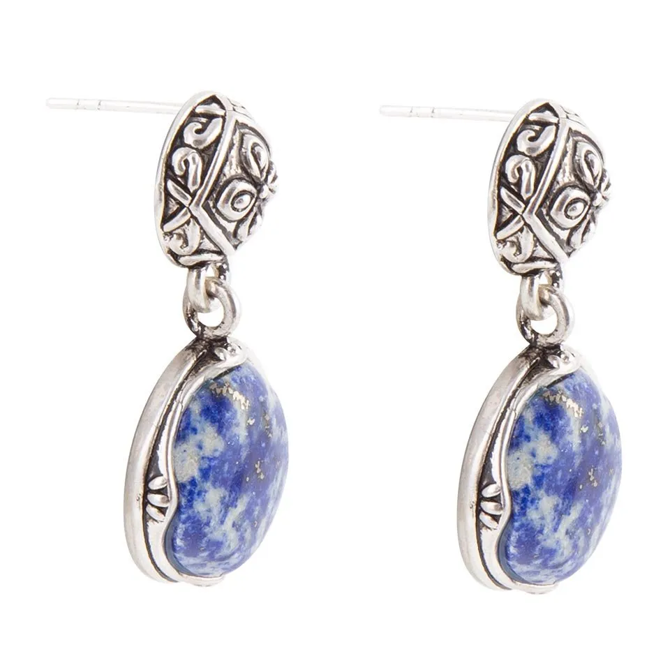 Madrid Blue Lapis Sterling Silver Post Drop Earrings sold by Barse product image thumbnail 3