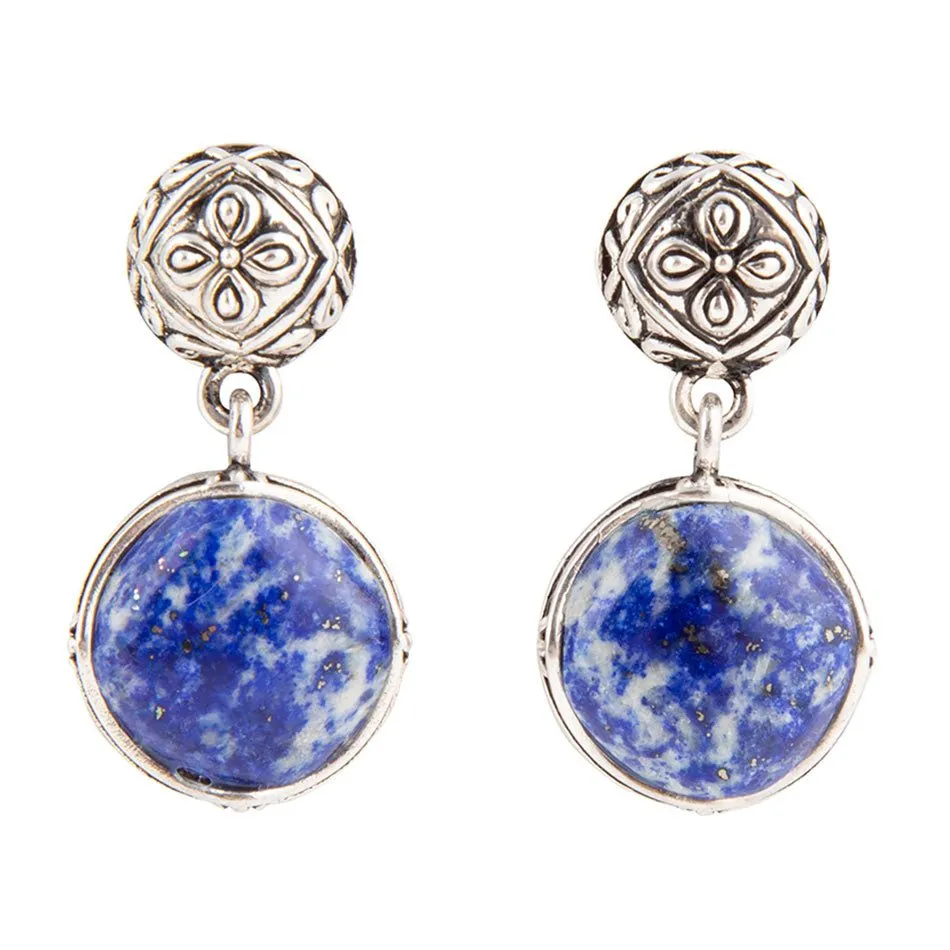 Madrid Blue Lapis Sterling Silver Post Drop Earrings sold by Barse