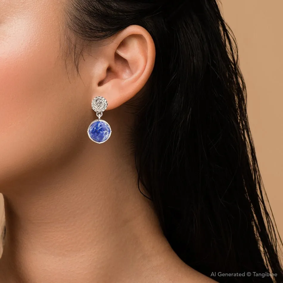Madrid Blue Lapis Sterling Silver Post Drop Earrings sold by Barse product image thumbnail 4