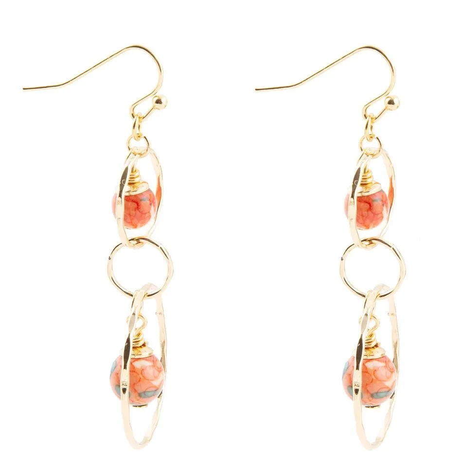 Canyon Red Magnesite Double Drop Golden Earrings sold by Barse product image thumbnail 3