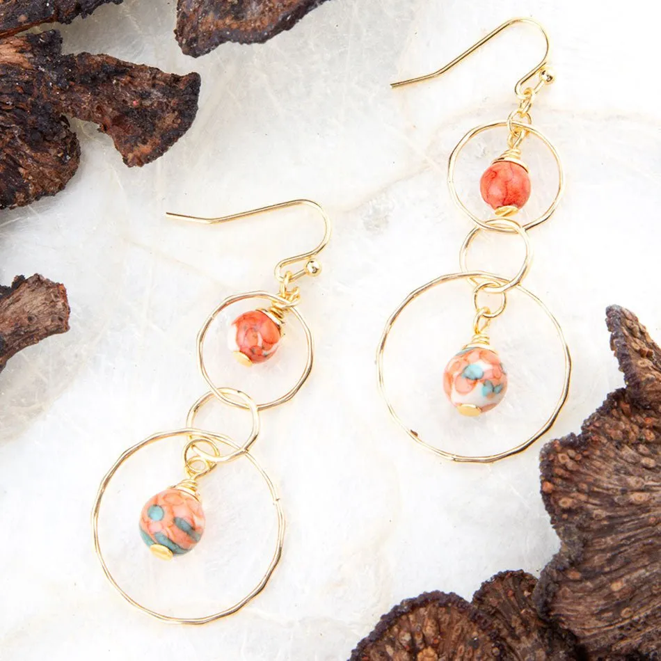 Canyon Red Magnesite Double Drop Golden Earrings sold by Barse product image thumbnail 2