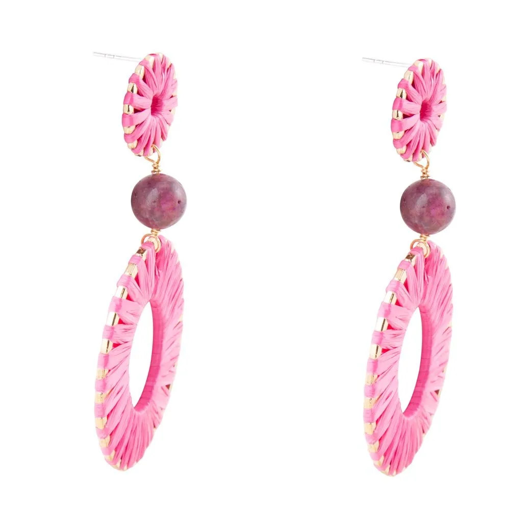 Pink Magenta Dreams Round Golden Earrings sold by Barse product image thumbnail 3
