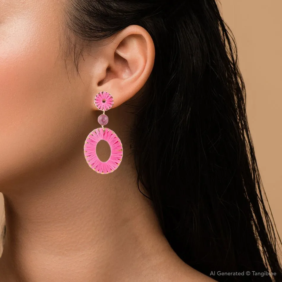 Pink Magenta Dreams Round Golden Earrings sold by Barse product image thumbnail 4