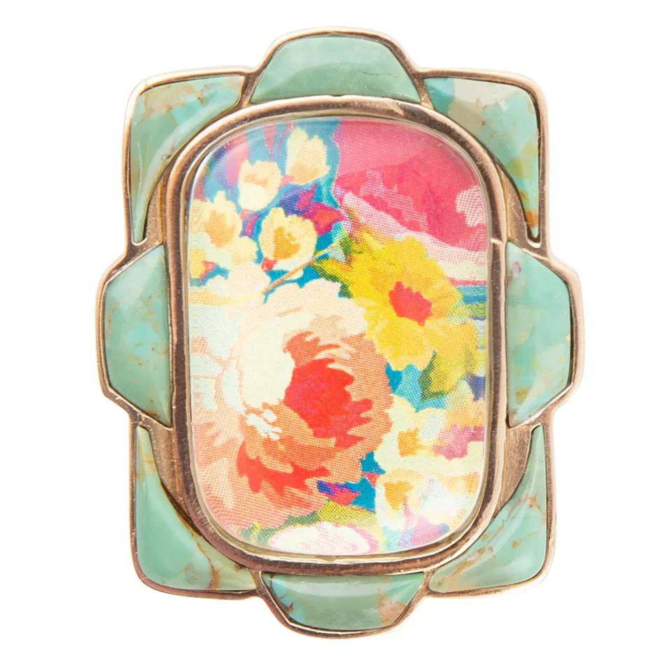 Scenic Floral Blue Turquoise Golden Ring sold by Barse product image thumbnail 4