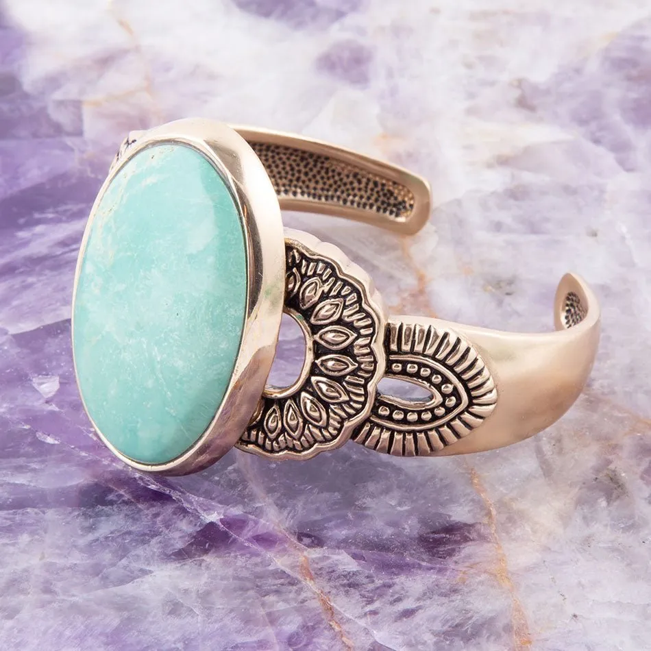 Agave Turquoise and Bronze Statement Cuff Bracelet sold by Barse product image thumbnail 2