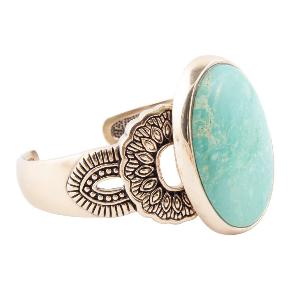 Agave Turquoise and Bronze Statement Cuff Bracelet sold by Barse