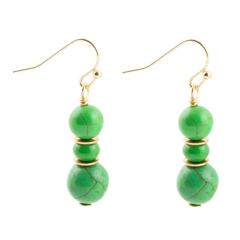 Vibrant Green Magnesite Golden Drop Earrings sold by Barse product image thumbnail 3