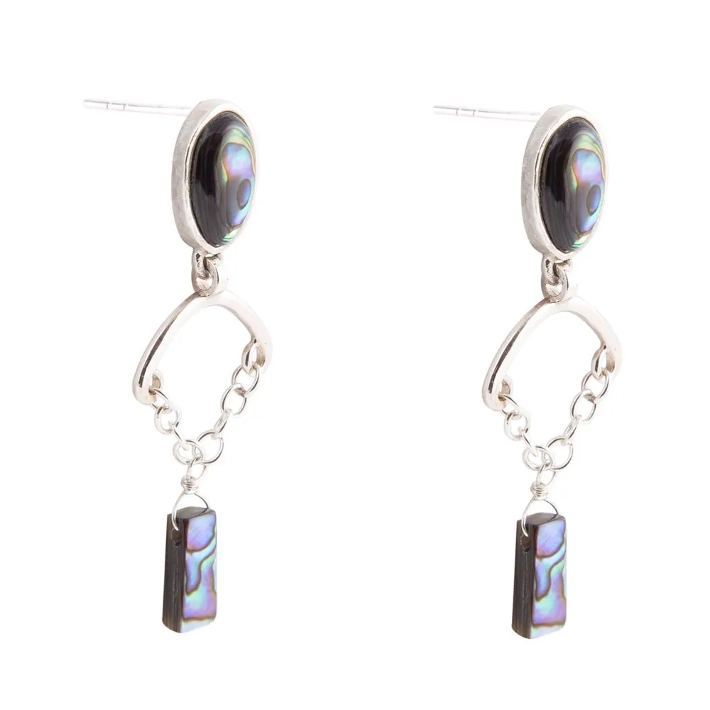 Blue Abalone Drop Chain Sterling Silver Earrings sold by Barse product image thumbnail 3