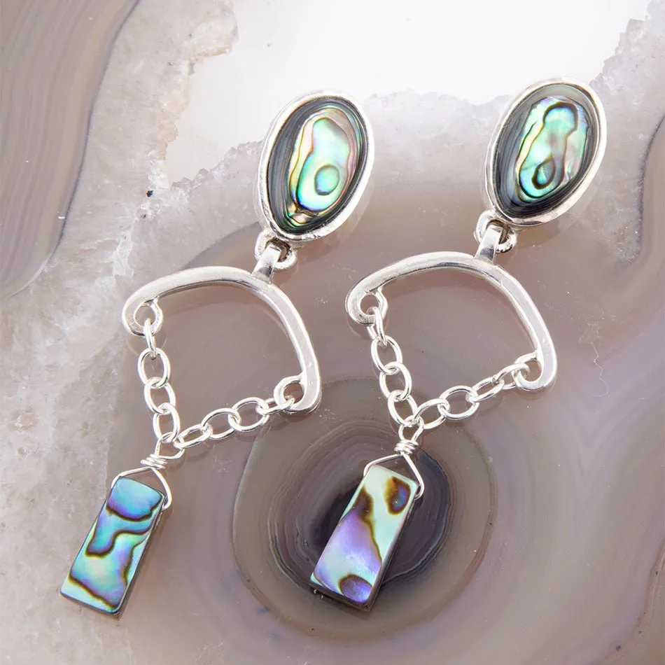 Blue Abalone Drop Chain Sterling Silver Earrings sold by Barse product image thumbnail 2