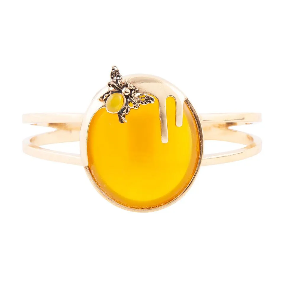 Honey Bee Yellow Agate Golden Cuff Bracelet sold by Barse product image thumbnail 3