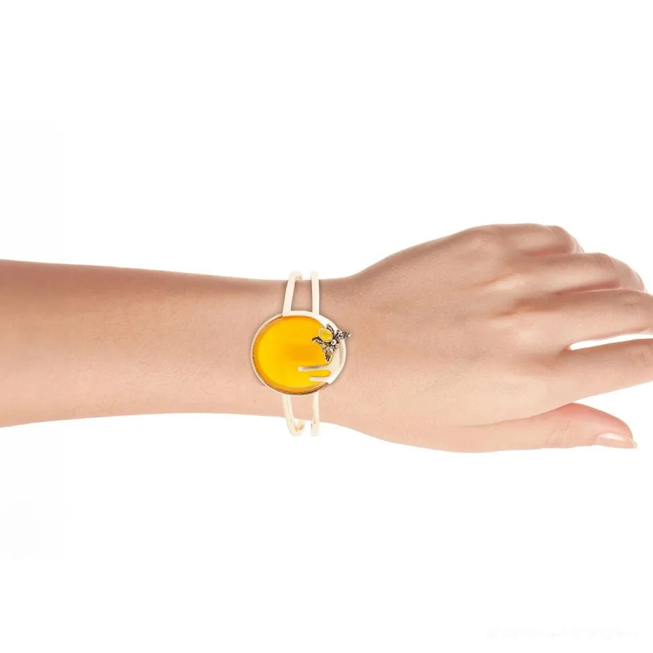 Honey Bee Yellow Agate Golden Cuff Bracelet sold by Barse product image thumbnail 4