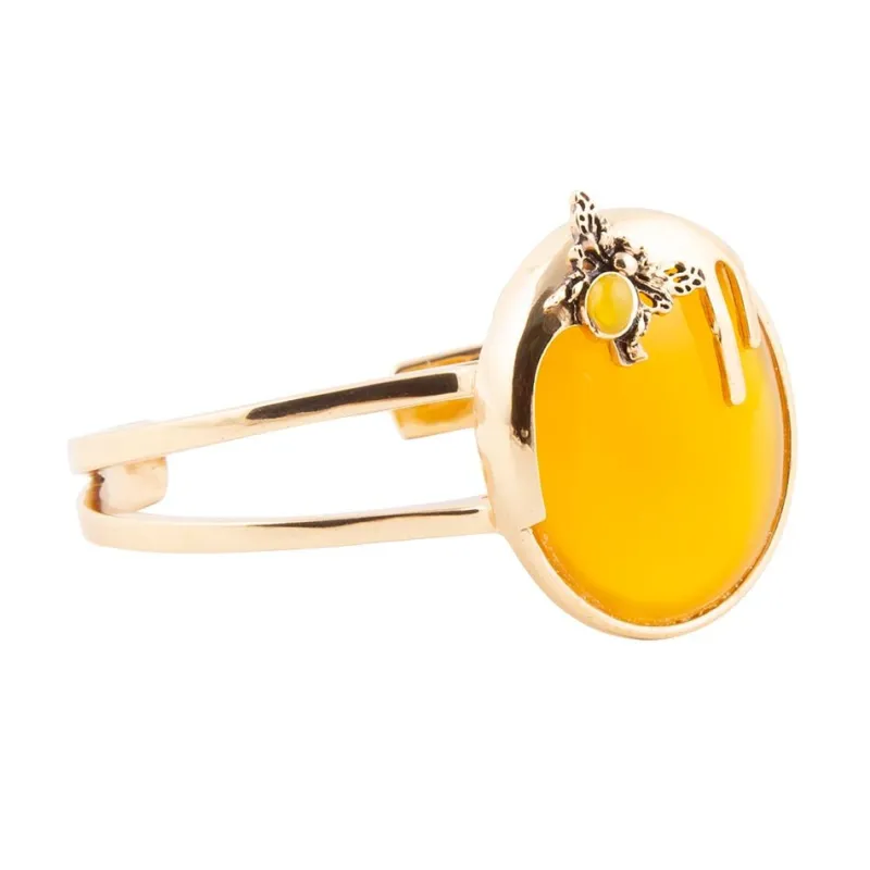 Honey Bee Yellow Agate Golden Cuff Bracelet sold by Barse