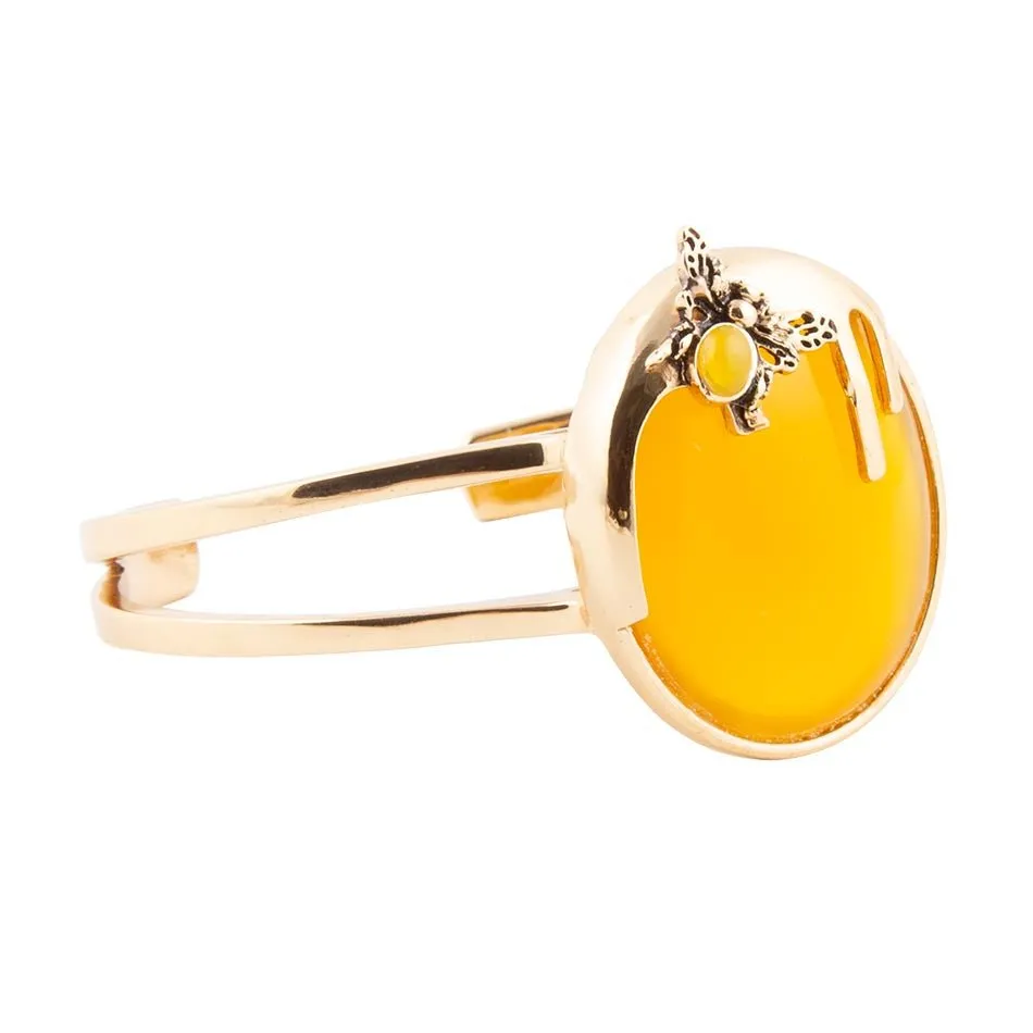 Honey Bee Yellow Agate Golden Cuff Bracelet sold by Barse
