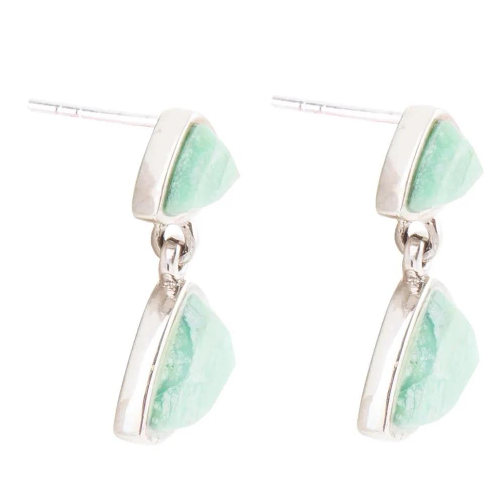 Abstract Green Chrysoprase Sterling Silver Drop Earrings sold by Barse product image thumbnail 3