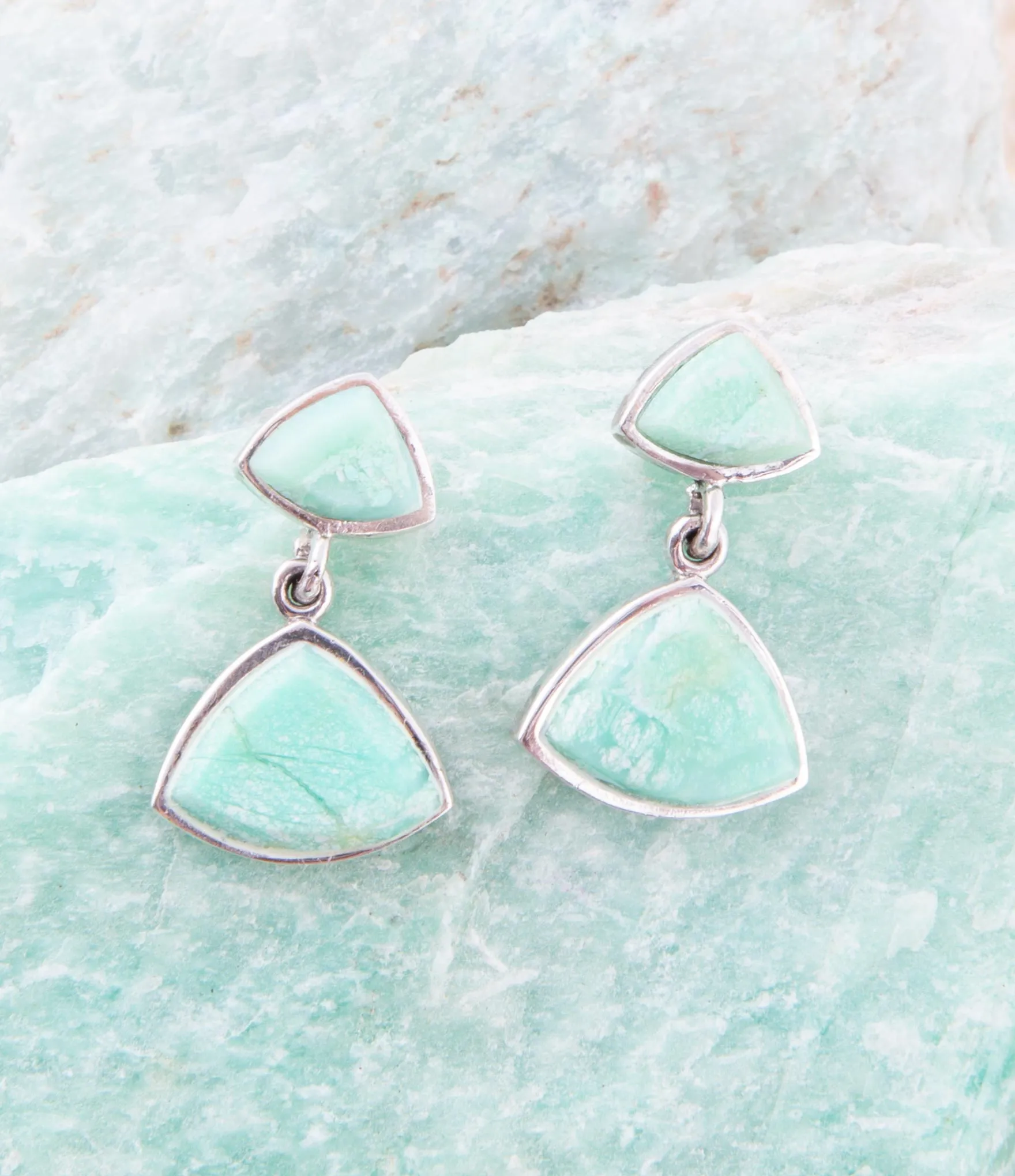 Abstract Green Chrysoprase Sterling Silver Drop Earrings sold by Barse product image thumbnail 2