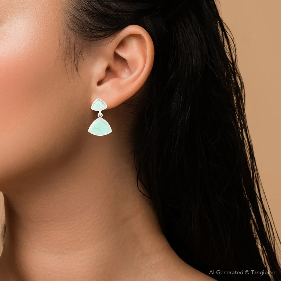 Abstract Green Chrysoprase Sterling Silver Drop Earrings sold by Barse product image thumbnail 4
