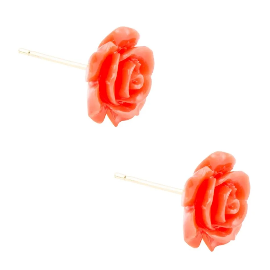 Orange Coral Rose Post Stud Earrings sold by Barse product image thumbnail 3