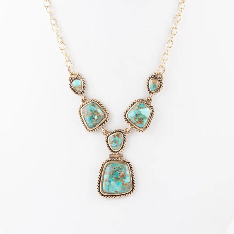Earth and Sky Blue Turquoise Golden Necklace sold by Barse