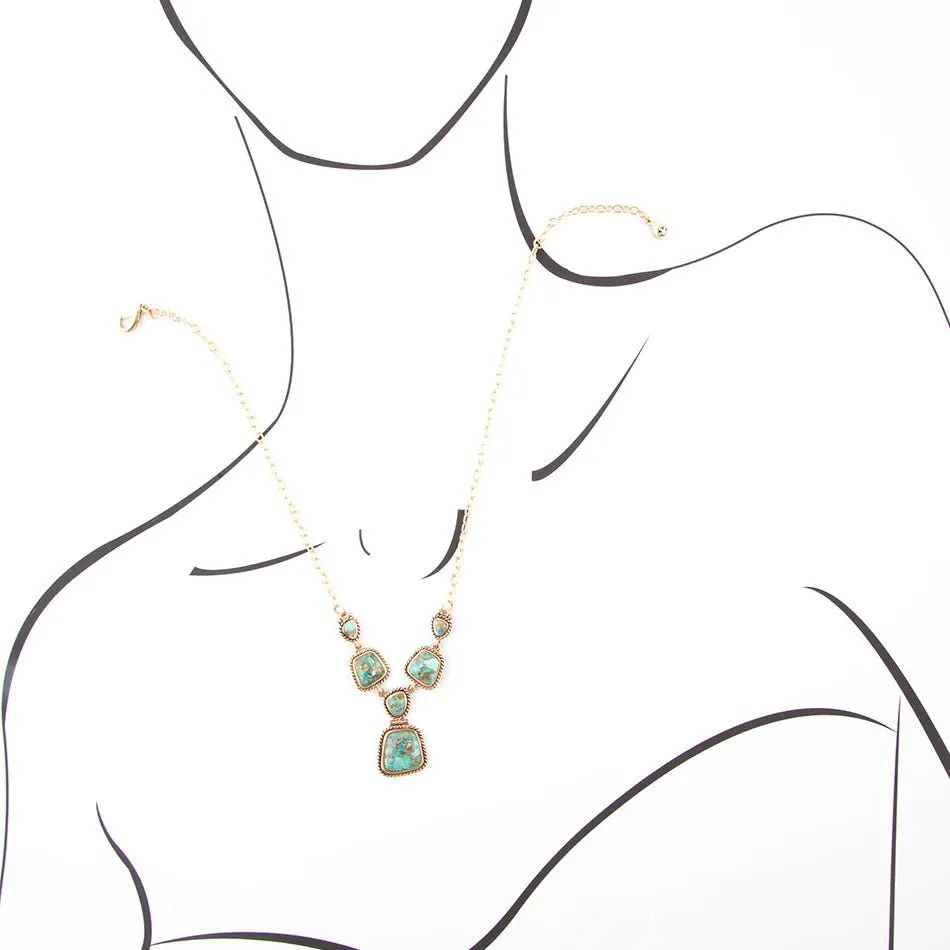 Earth and Sky Blue Turquoise Golden Necklace sold by Barse product image thumbnail 3