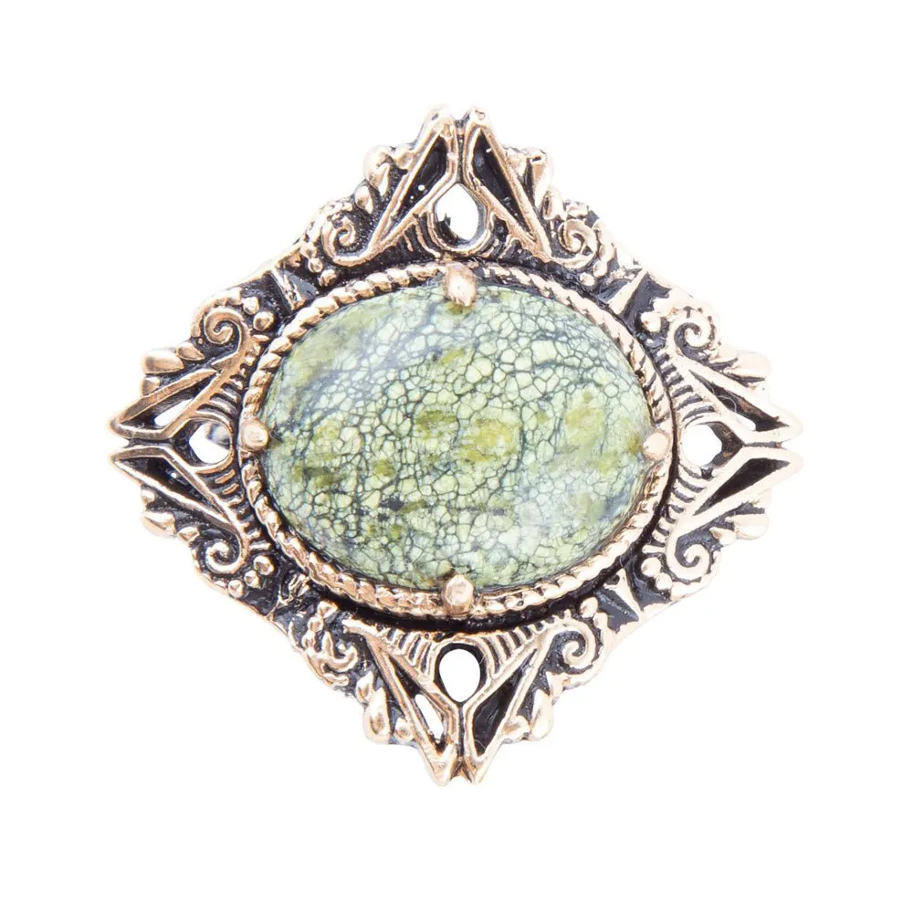 Aspen Green Serpentine Golden Statement Ring sold by Barse product image thumbnail 3