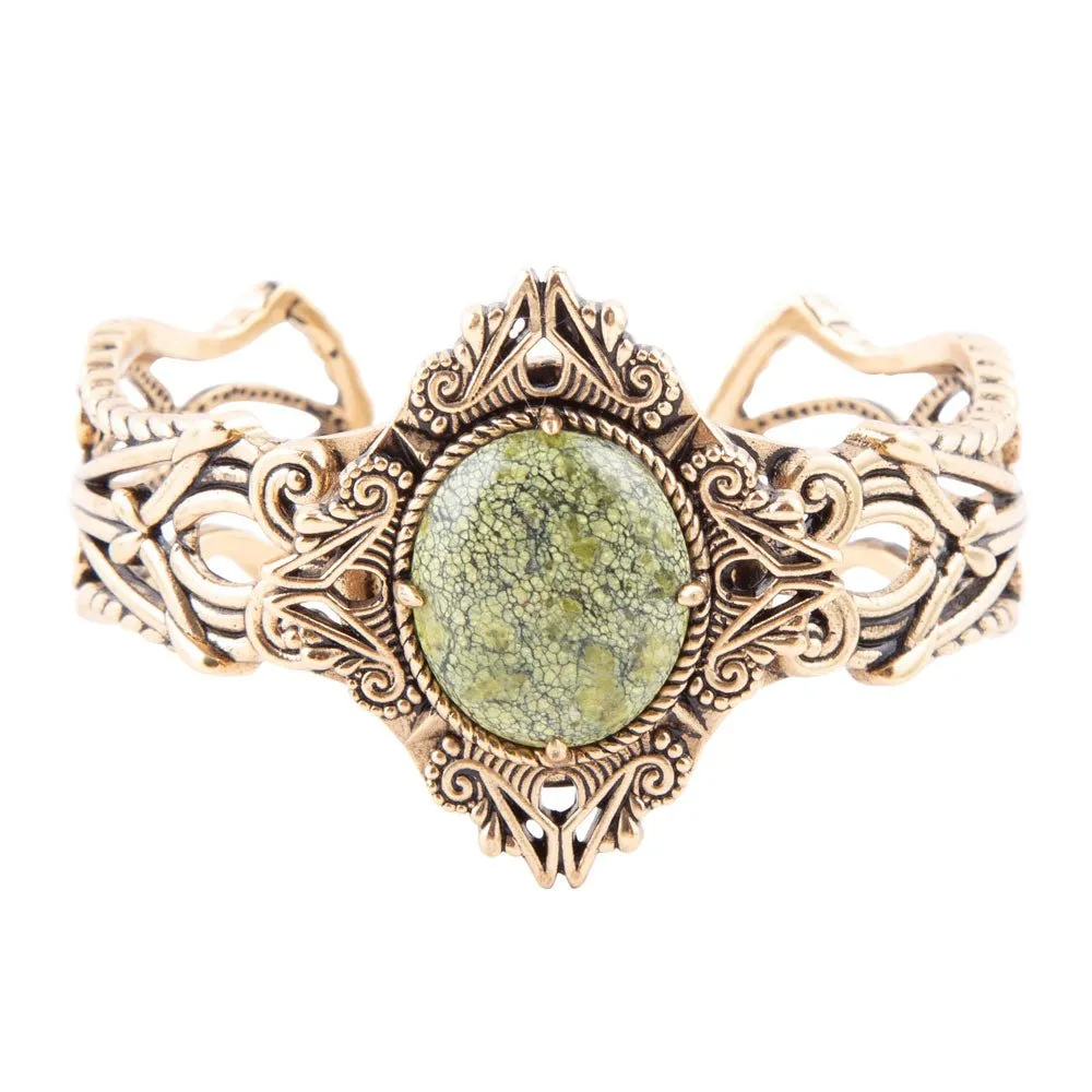 Aspen Green Serpentine and Golden Bronze Statement Cuff Bracelet sold by Barse product image thumbnail 3