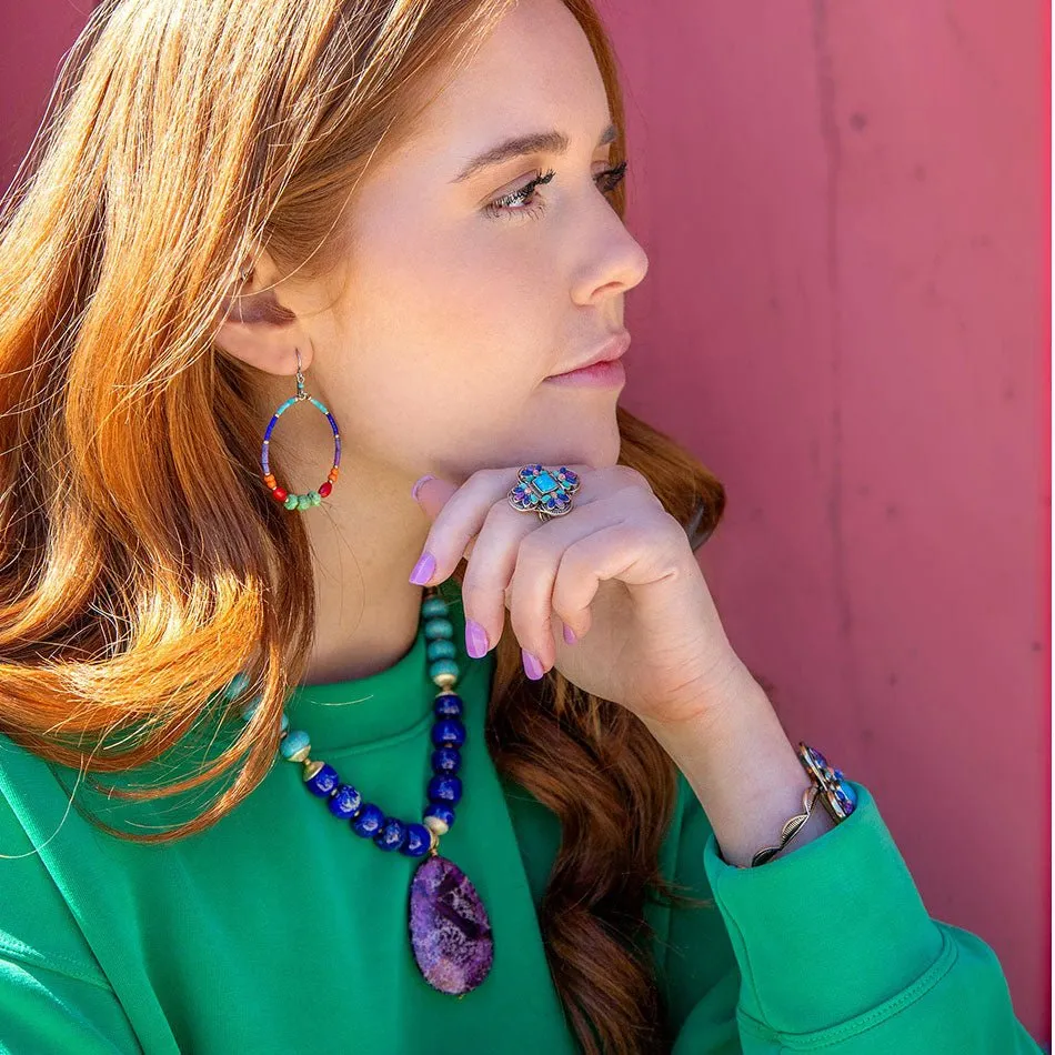 Zion Blue Turquoise Colorful Golden Cross Ring sold by Barse product image thumbnail 4