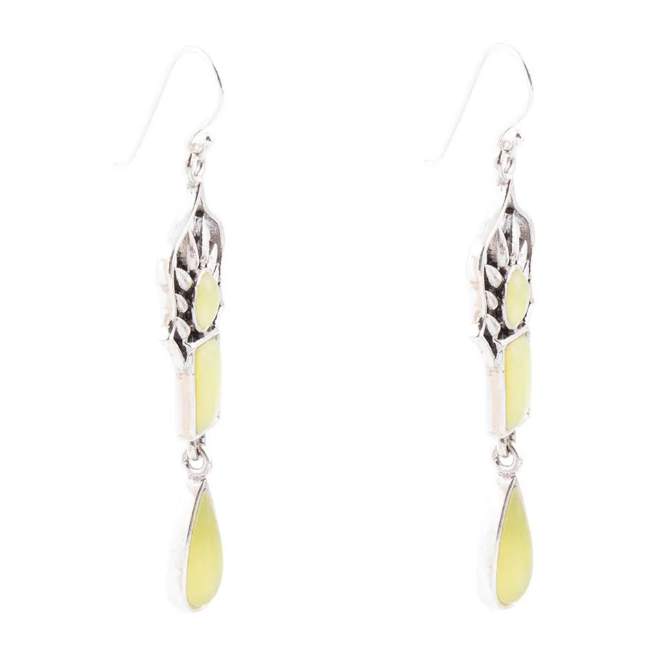 Albie Yellow Jade and Sterling Silver Drop Earrings sold by Barse product image thumbnail 3