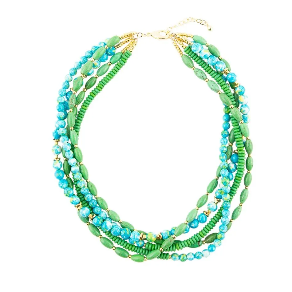 Margarita Mixed Lime Green and Blue Toursade Necklace sold by Barse product image thumbnail 5