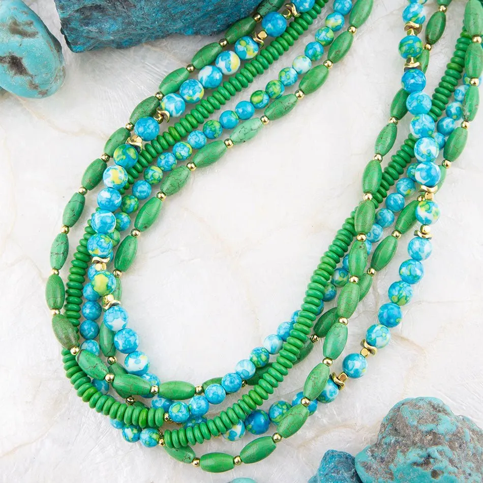 Margarita Mixed Lime Green and Blue Toursade Necklace sold by Barse product image thumbnail 3