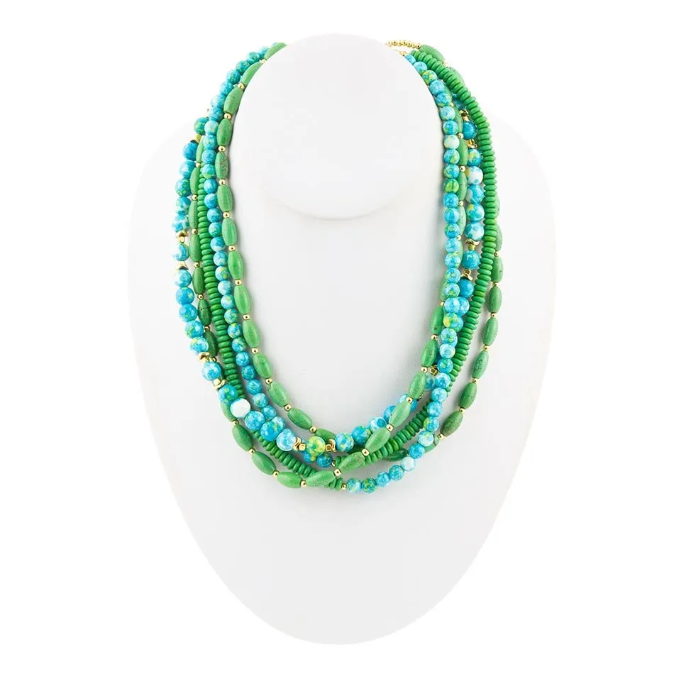 Margarita Mixed Lime Green and Blue Toursade Necklace sold by Barse product image thumbnail 4