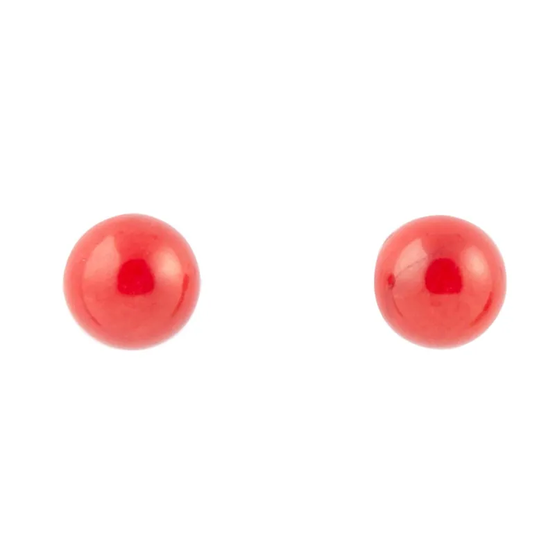 Dot of Red Coral Stud Earrings sold by Barse