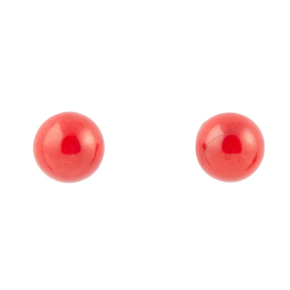 Dot of Red Coral Stud Earrings sold by Barse