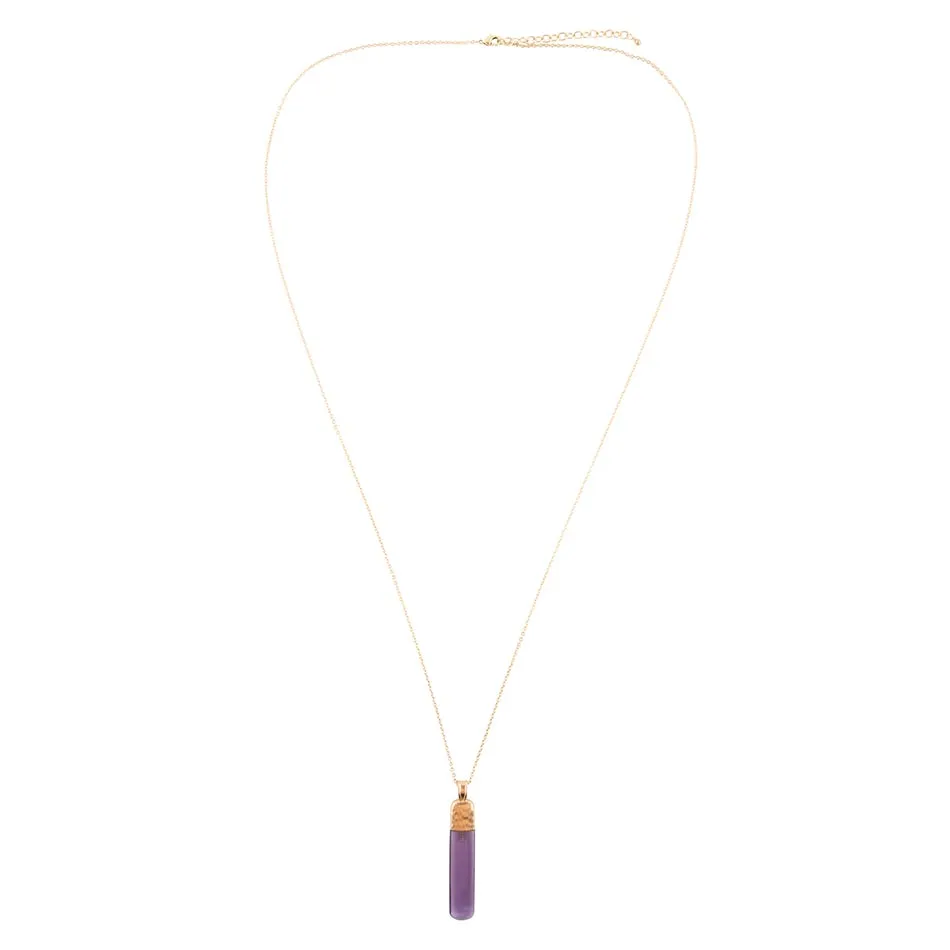 Straightaway Purple Amethyst Golden Necklace sold by Barse product image thumbnail 4