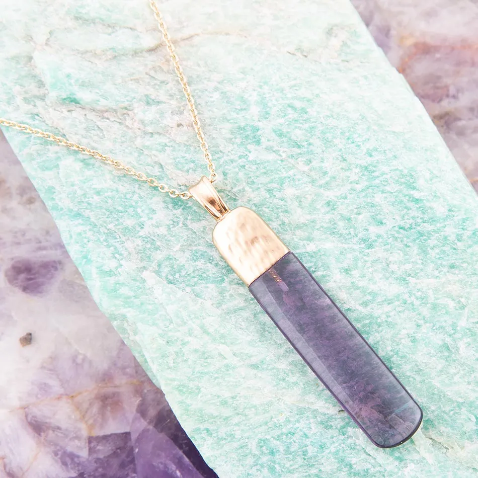 Straightaway Purple Amethyst Golden Necklace sold by Barse product image thumbnail 2