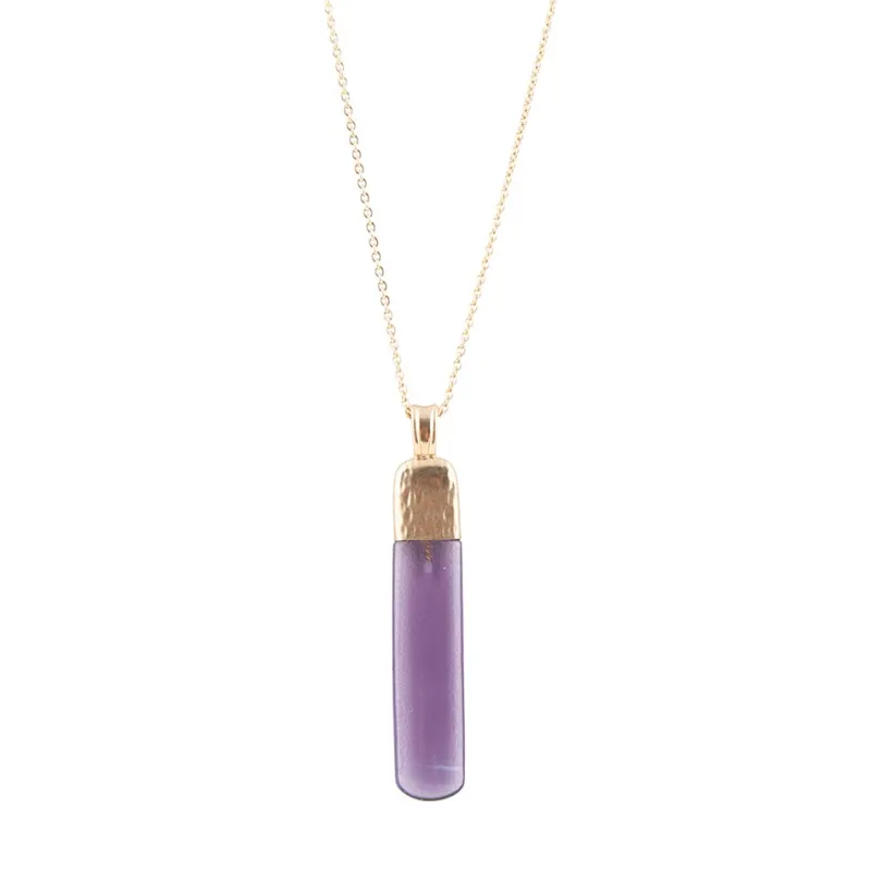 Straightaway Purple Amethyst Golden Necklace sold by Barse