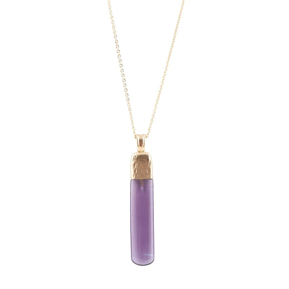 Straightaway Purple Amethyst Golden Necklace sold by Barse