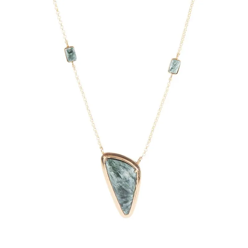 Alpine Green Seraphinite and Golden Necklace sold by Barse