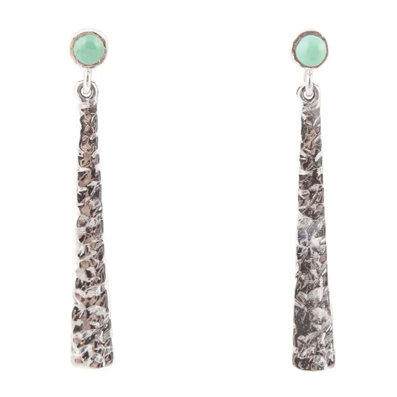 Aztec Blue Turquoise and Sterling Silver Linear Drop Earrings sold by Barse