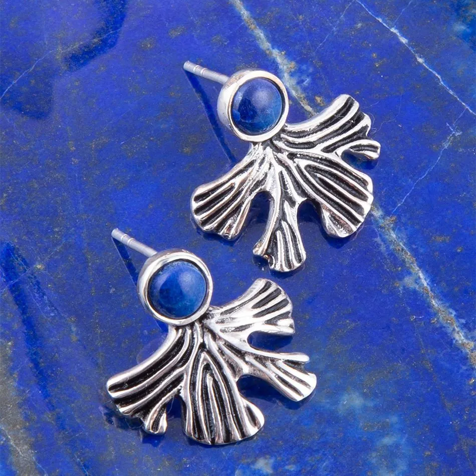 Ginko Blue Lapis and Sterling Silver Stud Earrings sold by Barse product image thumbnail 2