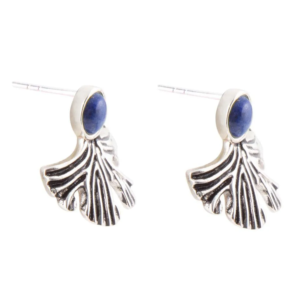 Ginko Blue Lapis and Sterling Silver Stud Earrings sold by Barse product image thumbnail 3