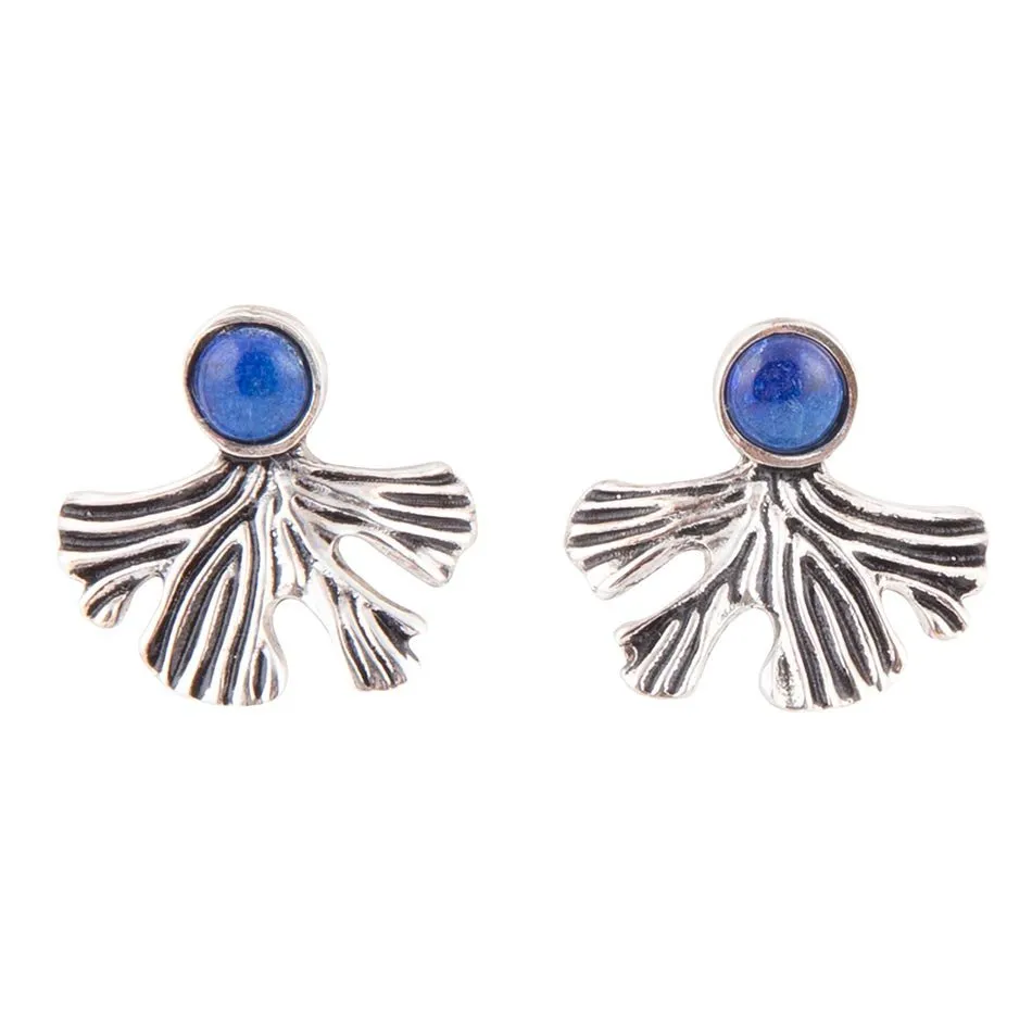 Ginko Blue Lapis and Sterling Silver Stud Earrings sold by Barse