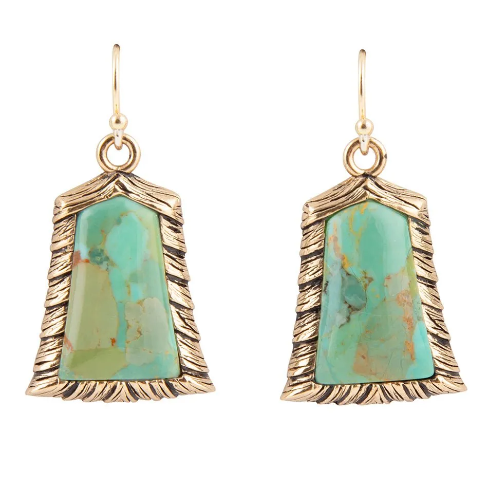 Meriette Blue Turquoise Golden Drop Earrings sold by Barse