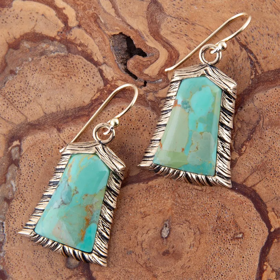 Meriette Blue Turquoise Golden Drop Earrings sold by Barse product image thumbnail 2