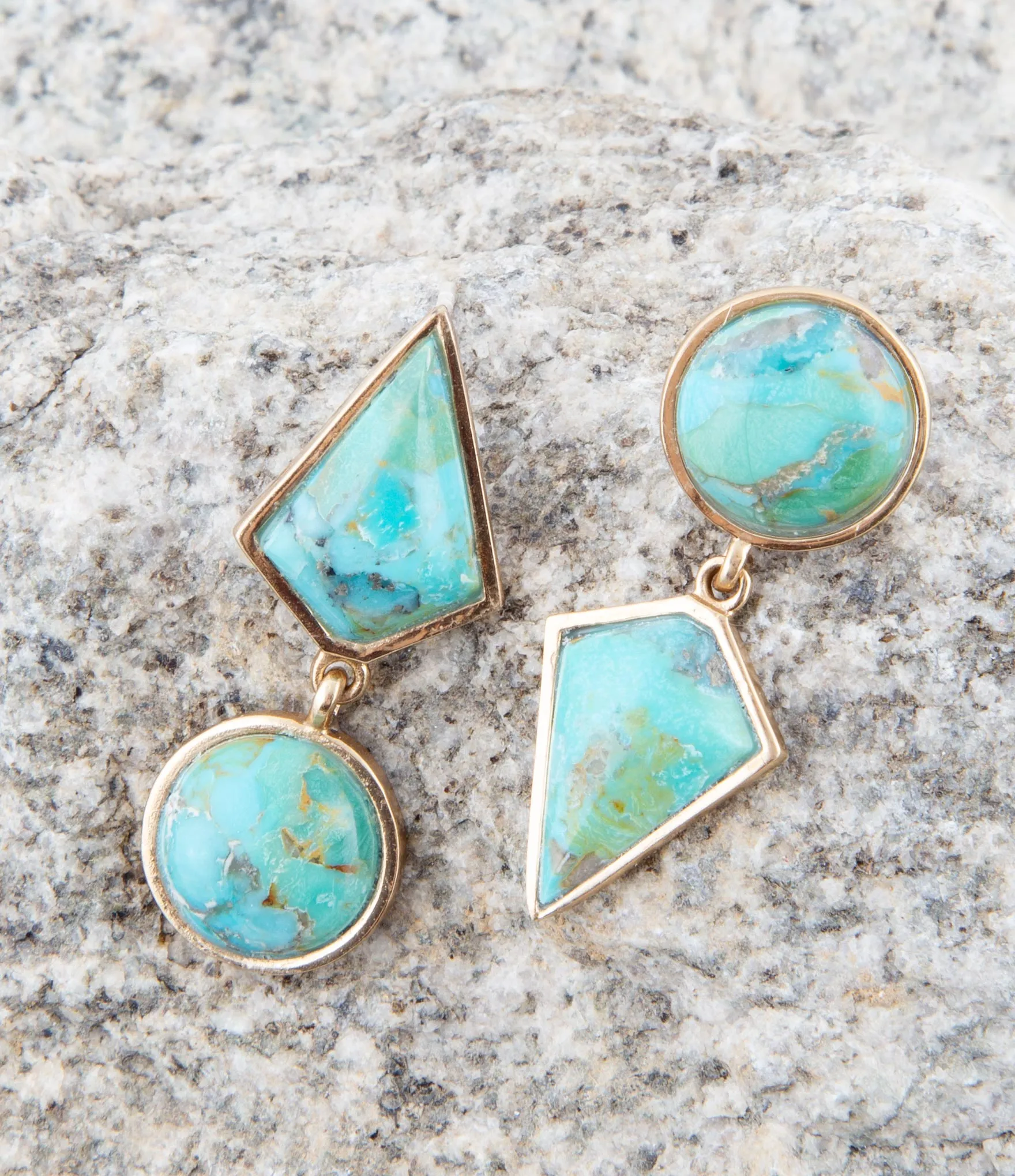 Miss-Matched Blue Turquoise Golden Post Earrings sold by Barse product image thumbnail 2